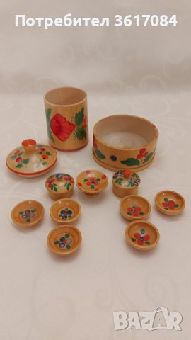 Руски традиционни дървени кутийки, вазички, мини сервизчета, снимка 5 - Антикварни и старинни предмети - 39398213