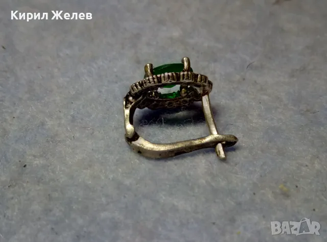 СТАРА СКЪПОЦЕННА СРЕБЪРНА ОБЕЦА СРЕБРО 925 АНГЛИЯ с ФАСЕТИРАН ПЕРИДОТ и МАРКАЗИТИ 48241, снимка 10 - Обеци - 49510561