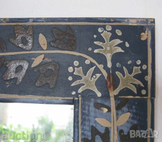 Стенно ГОЛЯМО Старo турско огледало дървена рамка УНИКАТ 19век, зелен ковьор, 2 бр битов кът, снимка 3 - Антикварни и старинни предмети - 28885831