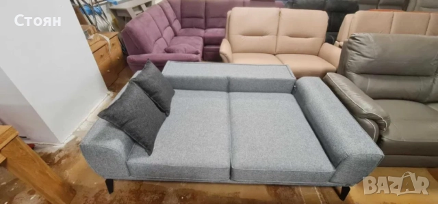 Сив диван от плат двойка с функция сън, снимка 7 - Дивани и мека мебел - 52826381