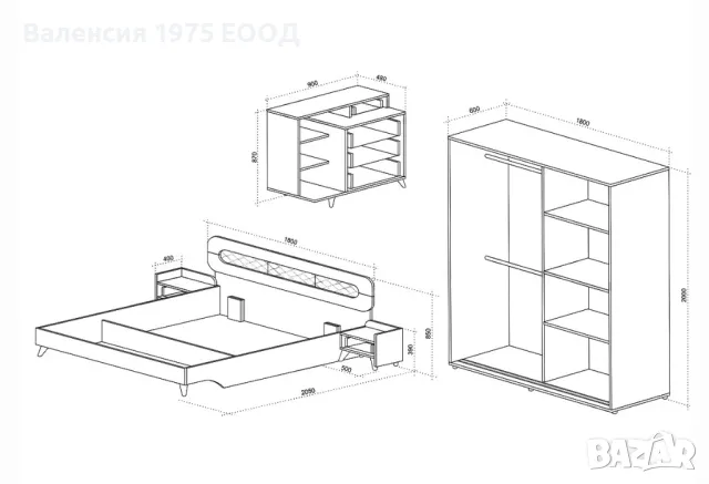 Спален комплект Форест, снимка 3 - Спални и легла - 48581525