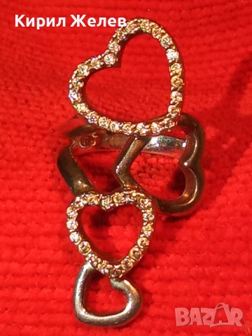 СКЪПОЦЕНЕН СРЕБЪРЕН СЪРЦЕВИДЕН ДИЗАЙНЕРСКИ ПРЪСТЕН СРЕБРО 925 с ЦИРКОНИ 20535, снимка 3 - Пръстени - 32998691