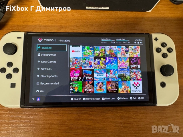 Хакнат Nintendo Switch Oled +128gb  Kefir Atmosphere с много игри , снимка 4 - Игри за Nintendo - 51631355