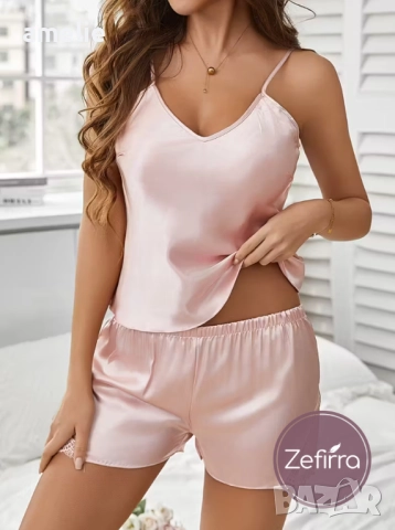 Дамски сатенен сет Filigree Zefirra в нежно розово., снимка 2 - Пижами - 52823012