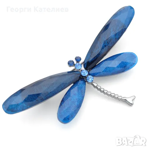 Брошка за дреха водно конче в турско синьо