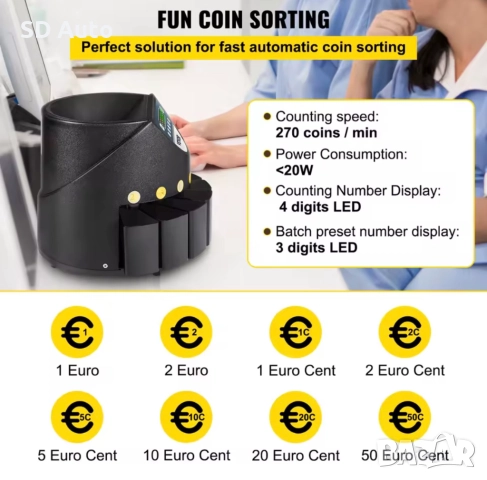 Сортировъчна машина за евро монети / 300-монети/мин, снимка 2 - Друго търговско оборудване - 52895240