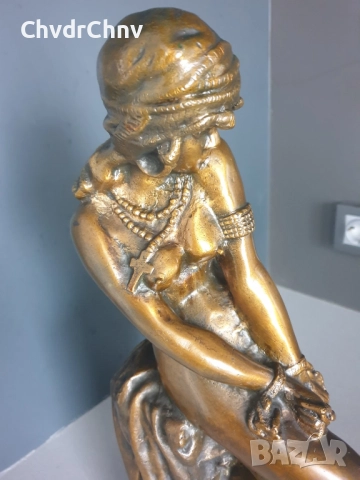 44см-9кг Ginotti бронзова скулптура/еротика/стара италианска фигура на гола жена-робиня/статуетка, снимка 7 - Статуетки - 52463473