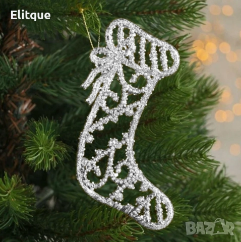 Коледна блестяща украса за елха във форма на Коледен чорап