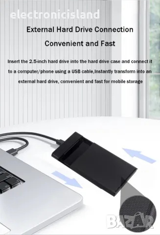 Външна Кутия USB 3.0 за 2.5 инчов харддиск SATA HDD SSD адаптер 2 TB, снимка 3 - Кабели и адаптери - 39745766