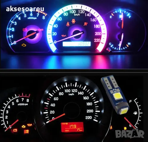 10 бр. малки габаритни крушки за арматурно табло T5 3SMD LED супер ярък 3030 LED вътрешно осветление, снимка 14 - Аксесоари и консумативи - 48536470