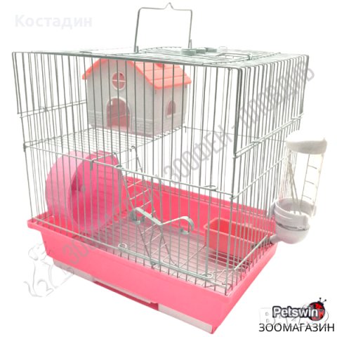 Клетка за Хамстер - 29.5см/22см/30см - с Аксесоари - Розова Разцветка