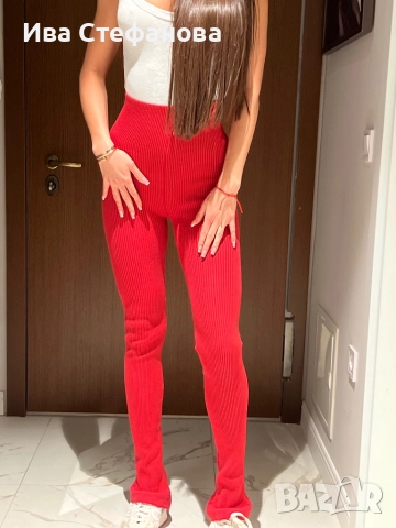 висока талия  Alice Evis от бранда Алисия нов спортно елегантен сет две части костюм червен комплект, снимка 4 - Костюми - 52516933