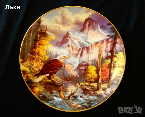 Порцеланова чиния за стена Орел,злато,сертификат,кутия, снимка 7 - Антикварни и старинни предмети - 26894540