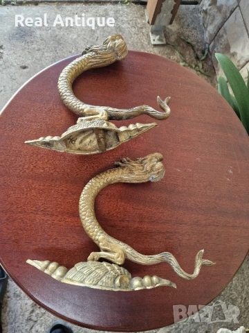 Чифт Уникални антикварни английски бронзови държачи за завеси от 19 век , снимка 5 - Антикварни и старинни предмети - 50605375