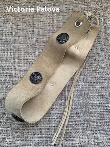 Бежов широк колан естествена кожа, снимка 5 - Колани - 32337811