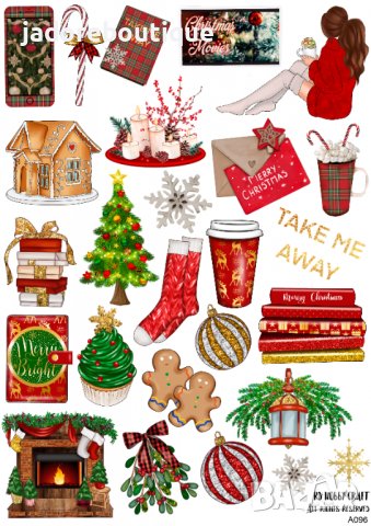 Скрапбук стикери декорация планер christmas Коледа зима самозалепващ лист А5 - различни видове, снимка 4 - Други - 38421985