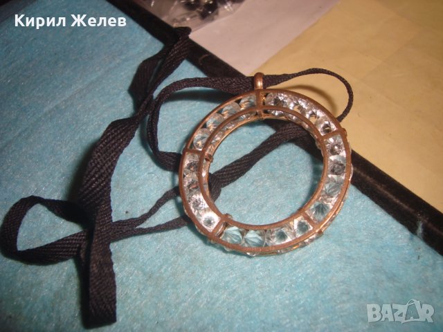 Позлатен фешън арт медальон с вградени ФАСЕТИРАНИ ГОЛЕМИ ПЛАНИНСКИ КРИСТАЛИ 26987