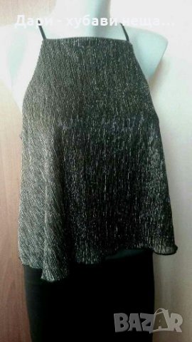 Луксозен топ, в черно и сребристо👗🍀S,M,M/L👗🍀арт.2086