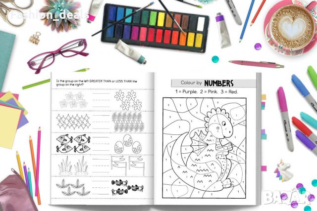 Нова заниматтелна книжка за деца 5-7 години Задачи Математика Практика Оцветяване Игри , снимка 7 - Други - 38878381