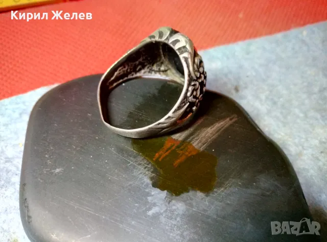 СТАРИНЕН ФЛОРАЛЕН БЕЛ ЕПОК СРЕБЪРЕН ПРЪСТЕН ЛАКИРАНО СРЕБРО ВИСОКА ПРОБА РЪЧНА ИЗРАБОТКА 49110, снимка 3 - Антикварни и старинни предмети - 49247739