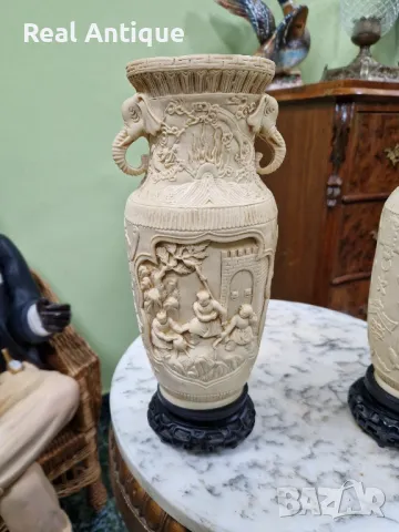 Чифт страхотни антикварни колекционерски китайски вази , снимка 3 - Антикварни и старинни предмети - 49465118