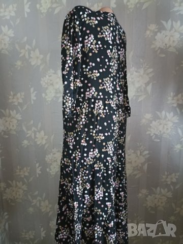 Janina M- L-Широка свободна дълга рокля на волани с 3/4 ръкав, снимка 5 - Рокли - 40776010