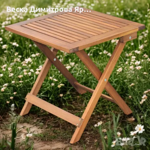 Маса сгъваема Muhler Meranti - 50x50xH68cm, дърво, снимка 3 - Градински мебели, декорация  - 50275994