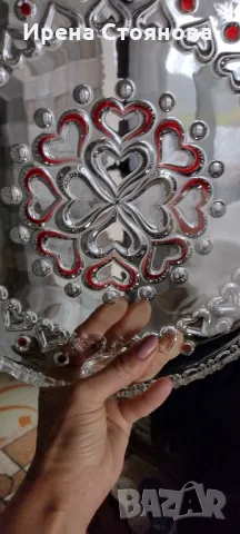 Чиния за торта/плато от кристално стъкло Walther Crystal Glas, около 1970 година "Sweetheart Ruby" , снимка 8 - Чинии - 47950424