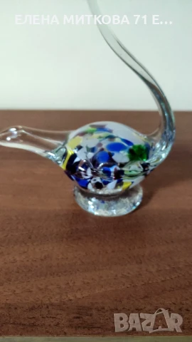 Изящна фигурка на лебед от муранско стъкло, снимка 4 - Декорация за дома - 49552427