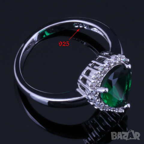 Сребърен комплект със смарагди, снимка 4 - Бижутерийни комплекти - 44886066