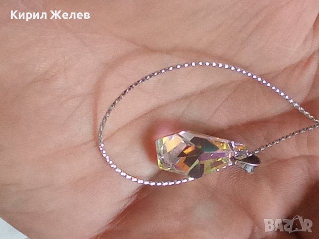 ЮВЕЛИРНО ФАСЕТИРАН КРИСТАЛ СВАРОВСКИ АРТ ВИСУЛКА СРЕБРО 925 УКРАШЕНИЕ БИЖУ 26058, снимка 18 - Колиета, медальони, синджири - 35975684