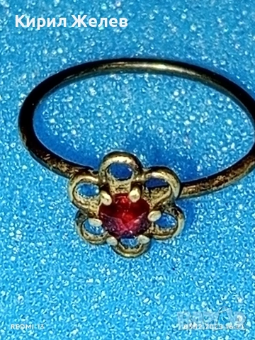 Винтидж сребърен пръстен с флорален мотив и червен ГРАНАТ лукс поднесен аристократично 41944, снимка 7 - Пръстени - 52640187