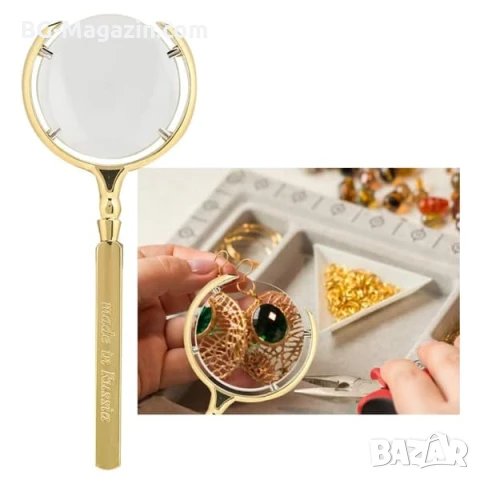 Луксозна мощна увеличителна ръчна лупа 8X увеличение с дръжка за четене книги стъклена професионална, снимка 3 - Други инструменти - 50920302