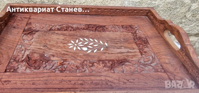 Колекция от  дървени подноса, изработени в Индия, снимка 4 - Антикварни и старинни предмети - 50752152