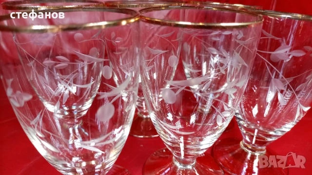 Страхотен ракиен комплект от едно време, златни кантове, ръчна гравюра, снимка 8 - Антикварни и старинни предмети - 51327190