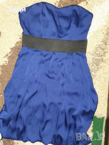 Синя сатен рокля, снимка 1 - Рокли - 28644437