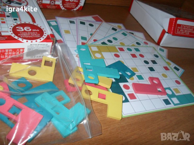 Логическа интересна дървена игра с геометрични фигури и двустранни шаблони., снимка 4 - Образователни игри - 34840470