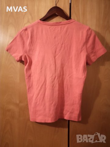 Нова коралова 100% памук дамска тениска с къс ръкав, снимка 2 - Тениски - 32985658