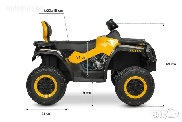 Акумулаторен детски Quad 24V, 4x4, Музикален модул с Bluetooth и USB | Ева Гуми, Зелен, снимка 14 - Детски велосипеди, триколки и коли - 50409569