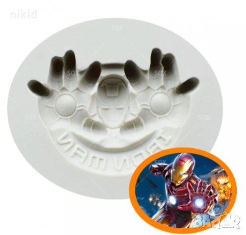 Железният човек Айрън мен Iron Man овал силиконова форма молд украса декор торта фондан гипс сапун