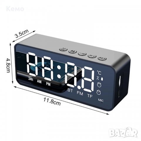 Лед огледален часовник с високоговорител и Bluetooth 5.0, снимка 5 - Други - 27480876