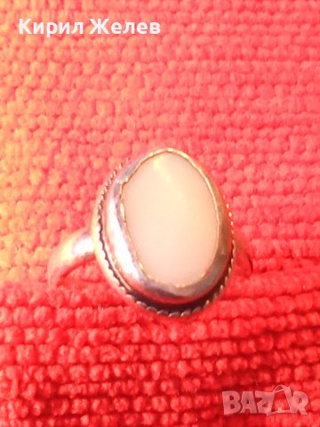 Старинен СКЪПОЦЕНЕН АНГЛИЙСКИ СРЕБЪРЕН РЕТРО АРТ ДЕКО ПРЪСТЕН с РЪЧНО ШЛИФОВАН МЛЕЧНОБЯЛ АХАТ 40328, снимка 14 - Антикварни и старинни предмети - 42613114