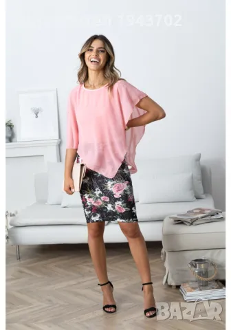 Дамска блуза от шифон в розов цвят F7024, снимка 4 - Корсети, бюстиета, топове - 48118199