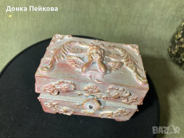 Ръчно декорирана кутия за кръщене за косичка или пъпче, скъпи спомени за бебче, снимка 12 - Декорация за дома - 48729758