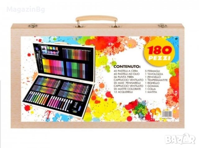 Комплект за Рисуване оцветяване в дървен куфар komplekt za risuvane, снимка 3 - Рисуване и оцветяване - 39061059