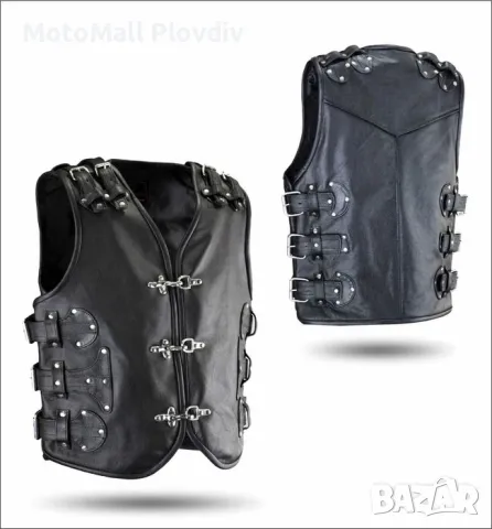 елек Рокерски кожен елек motomall 2019! кожа рокер чопър мото мотор, снимка 3 - Аксесоари и консумативи - 49178468