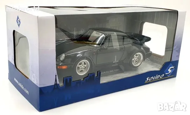Porsche 911 (964) Turbo 3.6 Black 1993 - мащаб 1:18 на Solido моделът е нов в кутия, снимка 5 - Колекции - 49560171
