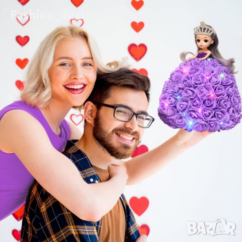 Нова принцеса кукла цвете лилава роза Подарък жена Свети Валентин 8 март , снимка 2 - Други - 39746269
