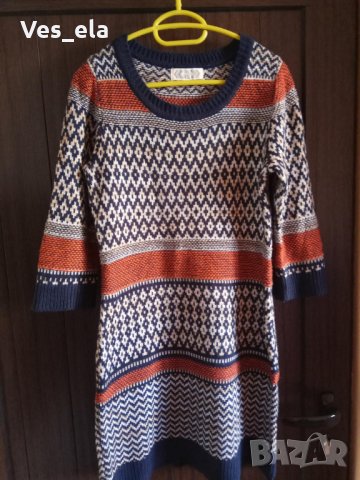 цветна туника плетиво , снимка 1 - Блузи с дълъг ръкав и пуловери - 27599166