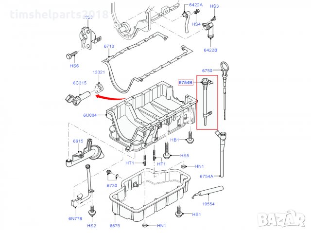 Гърловина, Щека пръчка за мерене нивото на маслото FORD FOCUS, TRANSIT CONNECT 1.8D, снимка 5 - Части - 32341347